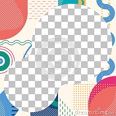 Social media post design template. Abstract frame with geometric shapes. Modern background for photo. Square banner, poster Vector Illustration